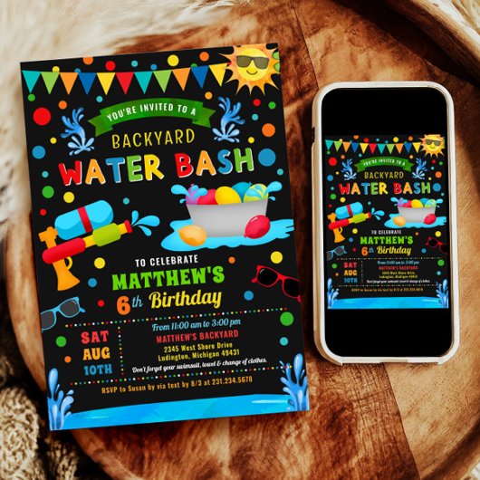 Water Bashサマーボーイ誕生日パーティー 招待状