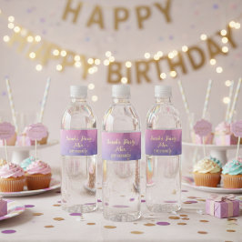 Water Bottle Label Gradient Pink Watercolor  ペットボトルラベル