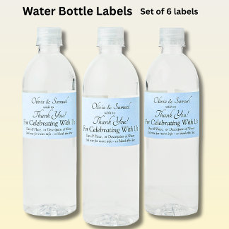 Water Bottle Labels - Blue Peony Wedding ペットボトルラベル