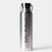 Water Bottle with Black Cursive Name, Phone, Year ウォーターボトル (背面)