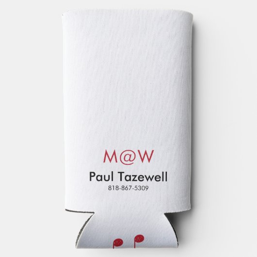 Water Bottle with Black Cursive Name, Phone, Year スリム缶クーラー (裏面)