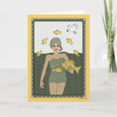 Water_C_Greetingカードから出た魚 カード (正面)