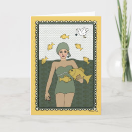 Water_C_Greetingカードから出た魚 カード