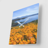 Water | California Lake With Golden Poppies スクエア壁時計 (傾斜)