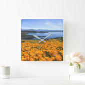 Water | California Lake With Golden Poppies スクエア壁時計 (ホーム)