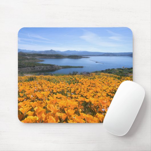 Water | California Lake With Golden Poppies マウスパッド (マウス)