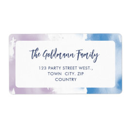 WATER COLORかわいい紫の青のスクリプモダント ラベル