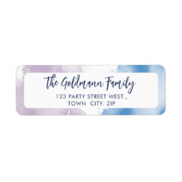 WATER COLORかわいい紫の青のスクリプモダント ラベル