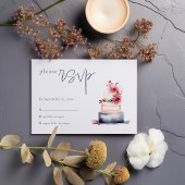 Water Color 結婚's cake RSVPカード
