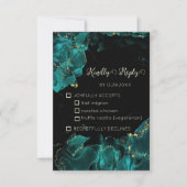 Water color AnastasiaブラックカードとグリーンRSVPカード サンキューカード (正面)