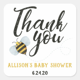 Water Color Bee Thank You Stickers スクエアシール