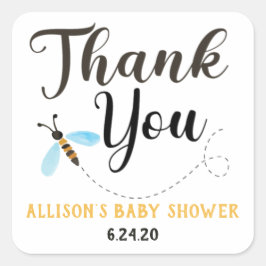 Water Color Bee Thank You Stickers スクエアシール
