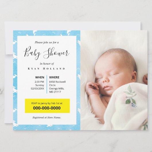 Water Color Beluga Whale写真パーソナライズされた(水) 招待状 (正面)