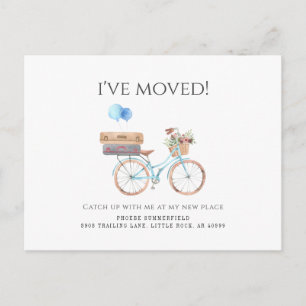 Water color Blue Bike新しいアドレスを移動した 案内ポストカード