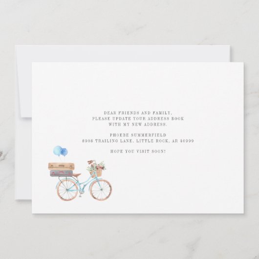 Water color Blue Bike新しいアドレスを移動した 案内状 (裏面)