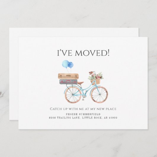 Water color Blue Bike新しいアドレスを移動した 案内状 (正面/裏面)