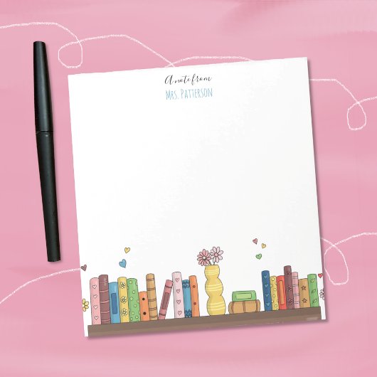 Water Color Books School Librarian Notepad ノートパッド