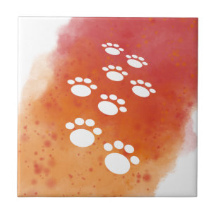 Water Color Dog Pawトラック タイル