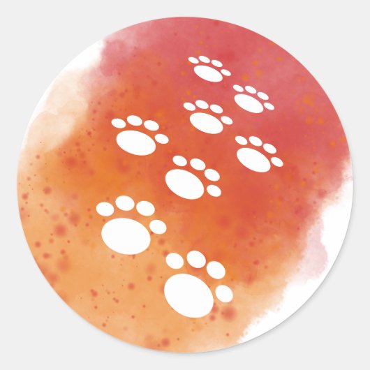 Water Color Dog Pawトラック ラウンドシール (正面)