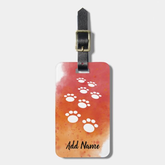 Water Color Dog Paw Tracks名前をカスタムする ラゲッジタグ (正面縦)