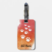 Water Color Dog Paw Tracks名前をカスタムする ラゲッジタグ (裏面縦)