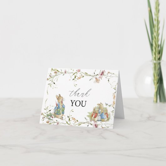 Water Color Elegat Widflower Peter Rabbitベビーショー サンキューカード (正面)