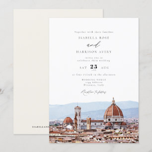 Water color Florence, Italy City Skyline 結婚's 招待状