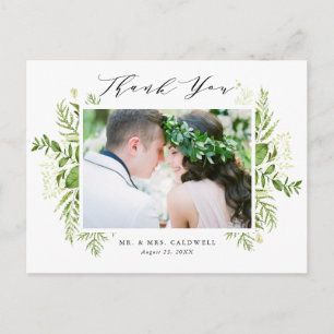 Water Color Folids Photo's 結婚 Thank You ポストカード