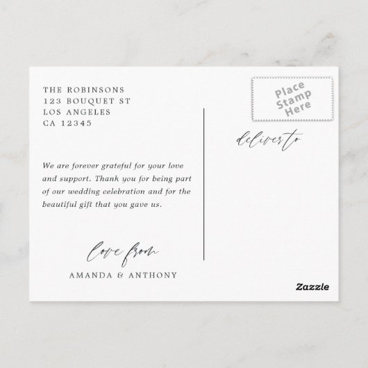 Water Color Forest Greeneryの写真結婚ありがとう ポストカード (裏面)