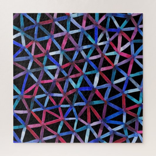 Water Color Geometric: Triangles Grid Pattern ジグソーパズル (縦)