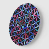 Water Color Geometric: Triangles Grid Pattern ラージ壁時計 (傾斜)