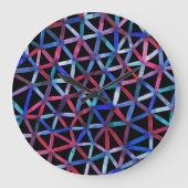 Water Color Geometric: Triangles Grid Pattern ラージ壁時計 (正面)