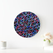 Water Color Geometric: Triangles Grid Pattern ラージ壁時計 (ホーム)