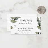 Water Color Greeneryの応答結婚RSVPカード ノートカード (正面/裏面インサイチュ)