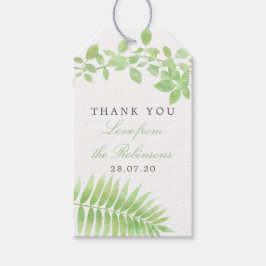 Water Color Greenery Folids 結婚's Thank You ギフトタグ