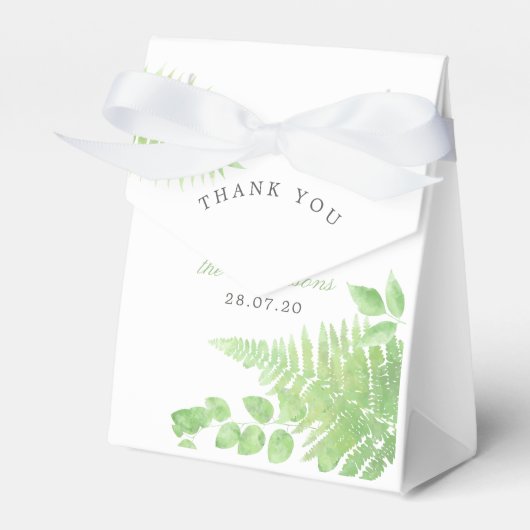 Water Color Greenery Folids 結婚's Thank You フェイバーボックス (正面サイド)