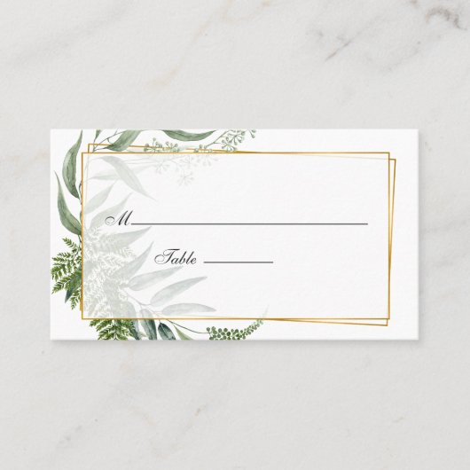 Water Color Herbarium Geometric 結婚's プレイスカード (正面)