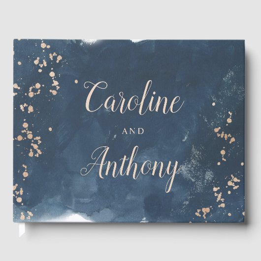 Water Color Indigo shine金ゴールド結婚ズ ゲストブック (正面)