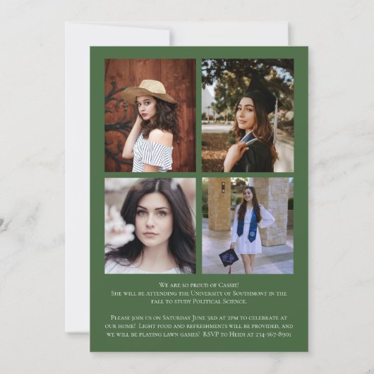 Water Color Ivy Green Plant卒業発表 招待状 (裏面)