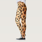 Water Color Leopard Print:エキゾチックなファーテクスチャ レギンス (左)