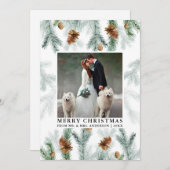 Water Color Pine Cone Greeneryの結婚写真 シーズンカード (正面/裏面)