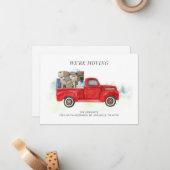 Water Color Red Truckのアドレス変更を移動 ノートカード (正面/裏面インサイチュ)