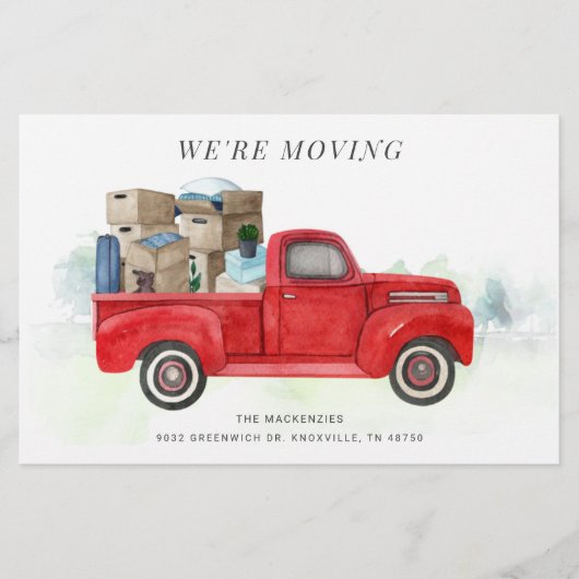 Water Color Red Truckのアドレス変更を移動 便箋 (正面)