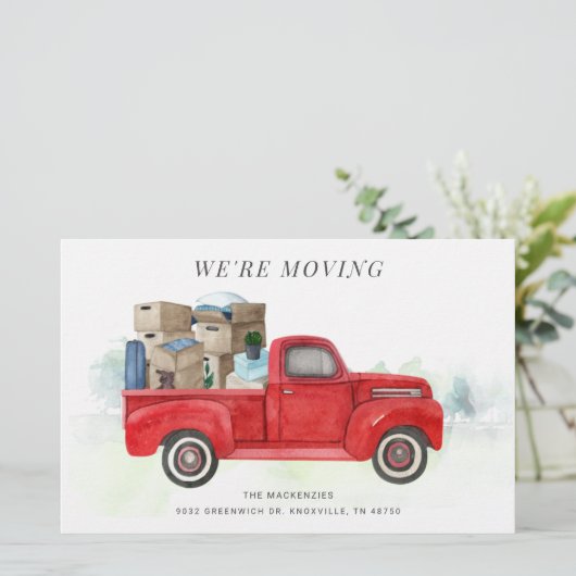 Water Color Red Truckのアドレス変更を移動 便箋 (スタンド正面)