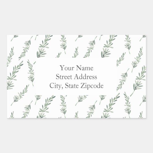 Water Color Rosemaryのパタ離れーンラベル 長方形シール (正面)