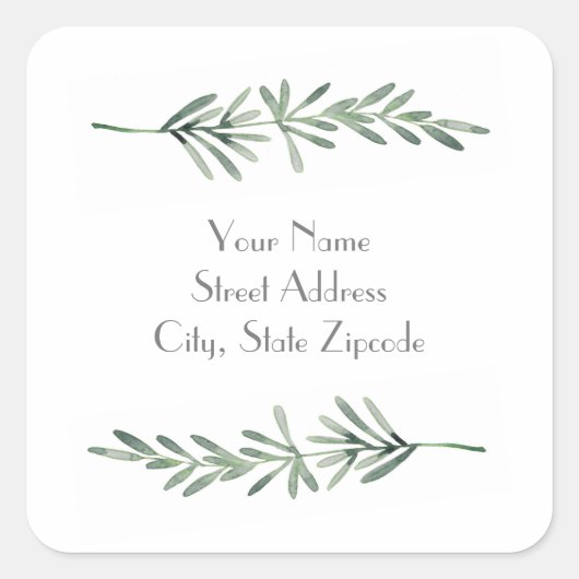 'Water color Rosemary'ラベル スクエアシール (正面)