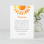 Water Color Sun Raysベビーシャワーサンキューカード 招待状 (スタンド正面)