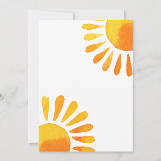 Water Color Sun Raysベビーシャワーサンキューカード 招待状 (裏面)