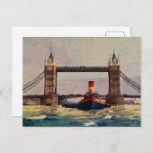 Water Color Tower Bridge、スティーマロンドン ポストカード (正面/裏面)