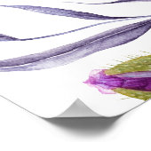 Water color Violet Poppyフローラ結婚の歓迎 ポスター (角)